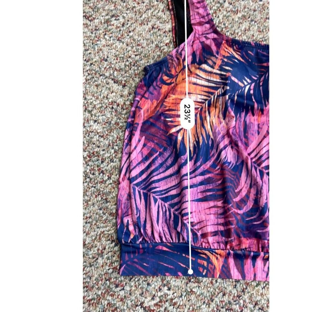 Swimsuits For All Womens Pink Purple Palm Print Blouson Tankini Top Size 14 - Picture 15 of 15